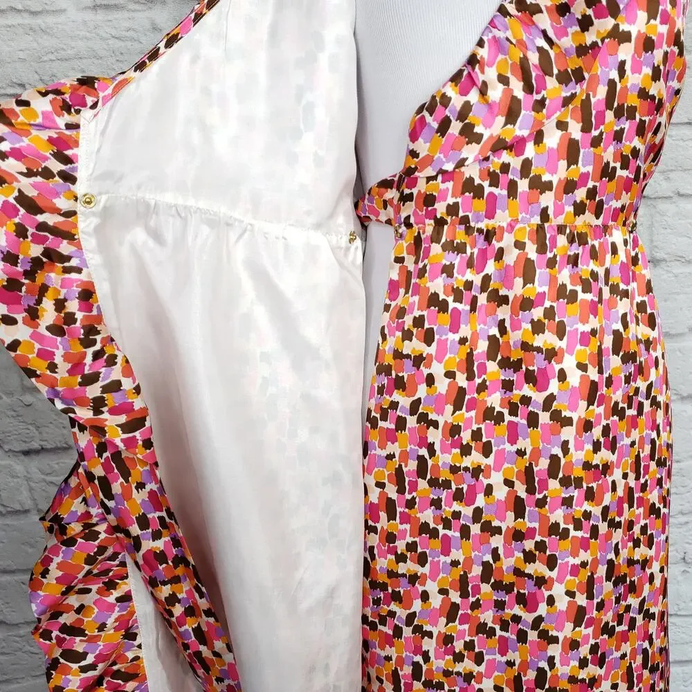 Kate Spade Aubrey Pink Ruffle Silk Wrap Dress Event NYE Going Out Preppy Sz 4